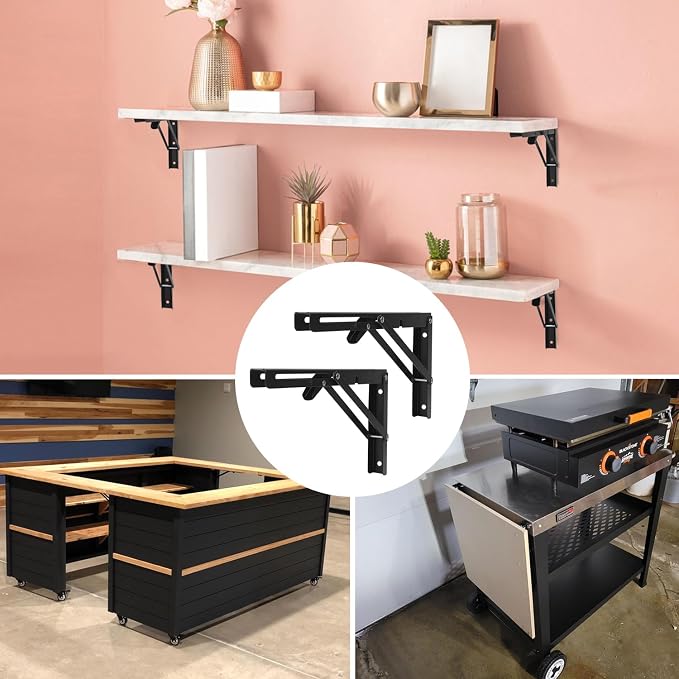 8 Pack 12 Inch Black Folding Shelf Brackets - Image 7