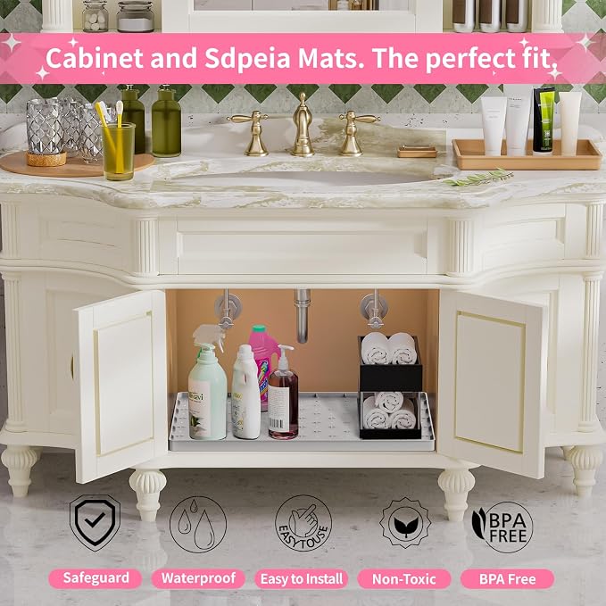 Sdpeia Under Sink Mat 22"×14" Waterproof Silicone Cabinet Liner & Sink Protector - Image 5