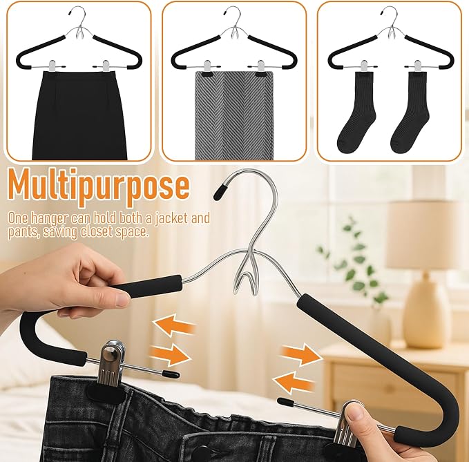 Kathfly 10 Pack Foam Padded Black Suit Hangers - Image 3