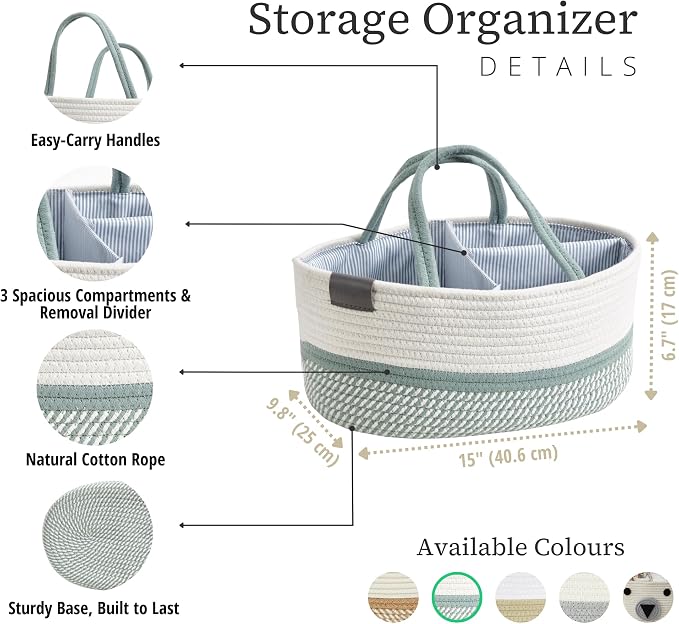 DECOMOMO Baby Caddy Organizer, Diaper Caddy Basket, Baby Baskets - Image 3