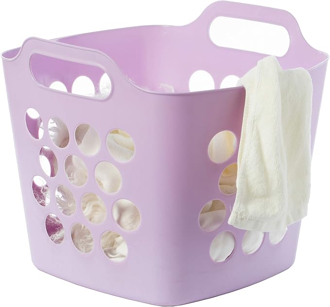 Flexible Plastic Carry Laundry Basket Holder Square Storage Hamper by Basicwise