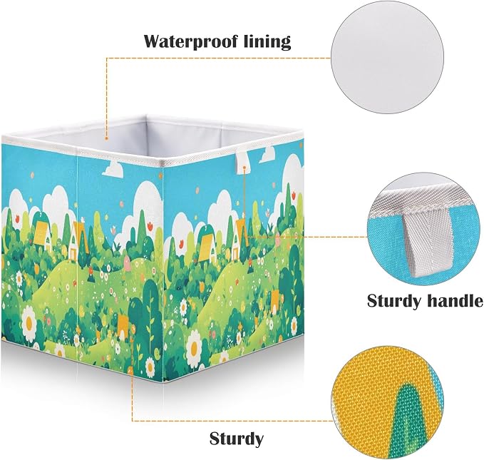 senya Large Storage Bins Flower Meadow Collapsible Foldable Storage Cubes - Image 4