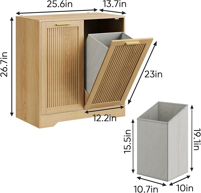 Smuxee Double Tilt Out Laundry Hamper Cabinet, Hidden Laundry Cabinet - Image 2