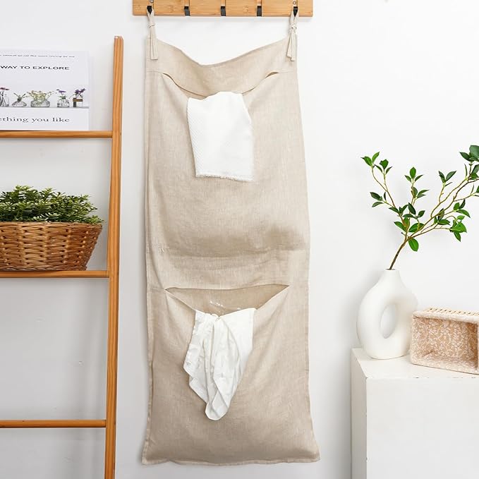 100% Linen Hanging Laundry Bag - Image 5