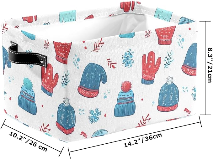 Winter Gloves Hat Storage Basket Snowflake Large Collapsible Storage Cube Box - Image 7