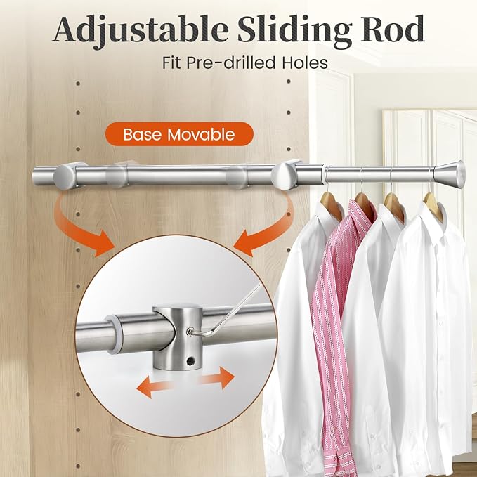 1Pcs Valet Rod for Closet Pull Out, Adjustable Heavy Duty Closet Valet Rod - Image 2