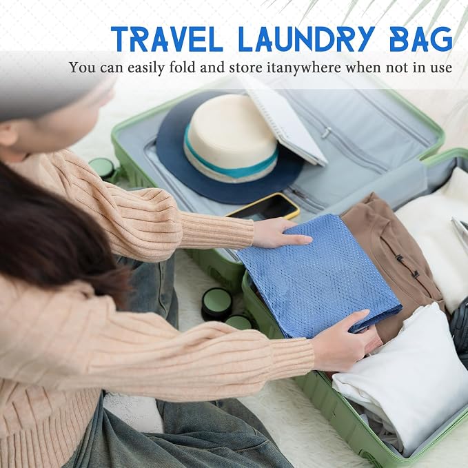 6 Pack 20 x 17 Inches Blue Soft Mesh Laundry Bag - Image 6