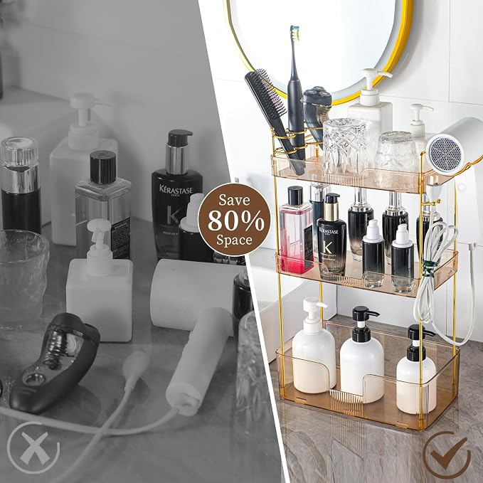 YCIA&DONE Luxury Bathroom Counter Organizer, Large Makeup Organizer Countertop - Image 3