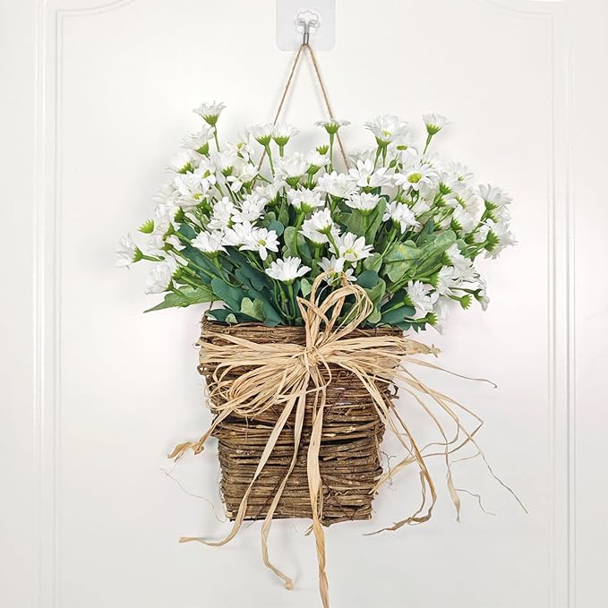 Ochine Hydrangea Door Hanger Basket Wreath, Spring Wreaths - Image 4