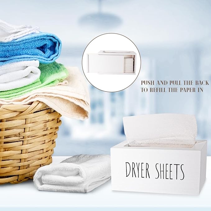 zoocatia Laundry Room Decor Dryer Sheet Container Wood Detergent Dispenser - Image 8