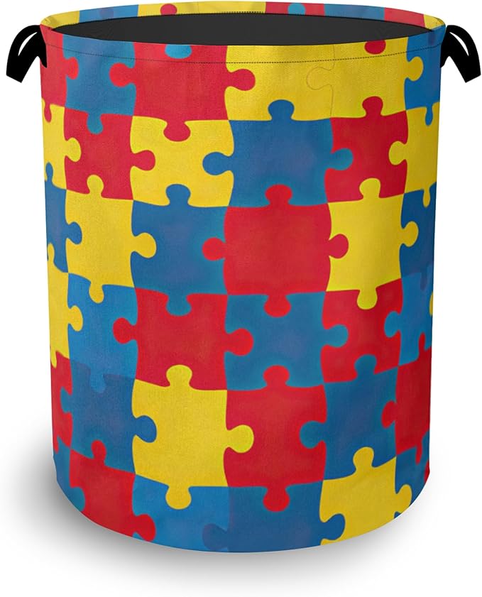 Colorful Puzzle Laundry Basket, Foldable by Unknown