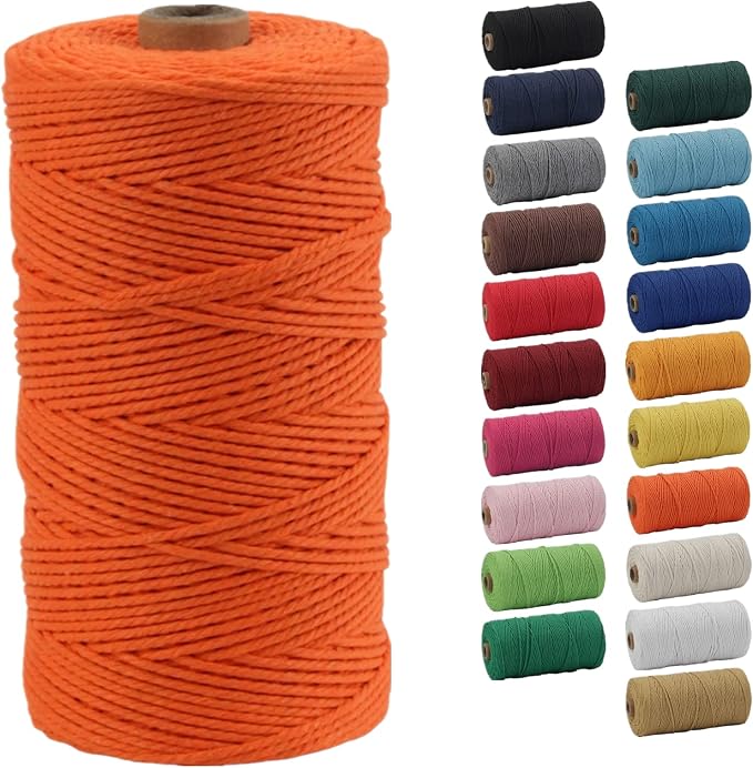 Macrame Cord, POZEAN 2mm x 220 Yards Colored Macrame Rope, 100% Natural Cotton by POZEAN