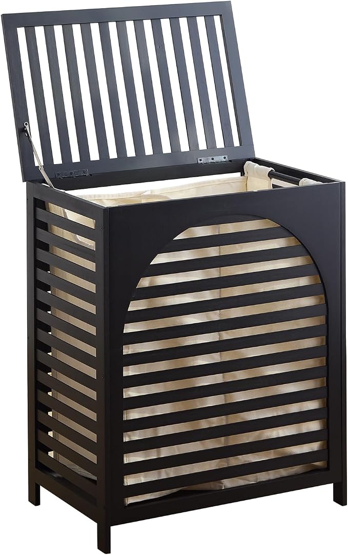 Laundry Hamper with Lid, Bamboo Clothes Laundry Basket with Handles, Removable by Kitsanery