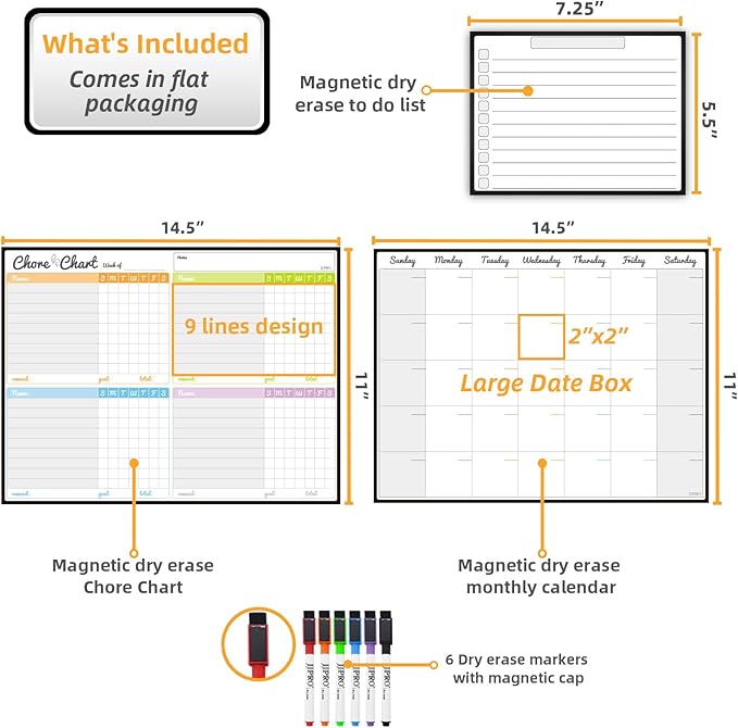 Magnetic Dry Erase Chore Chart and Calendar Bundle - Image 2