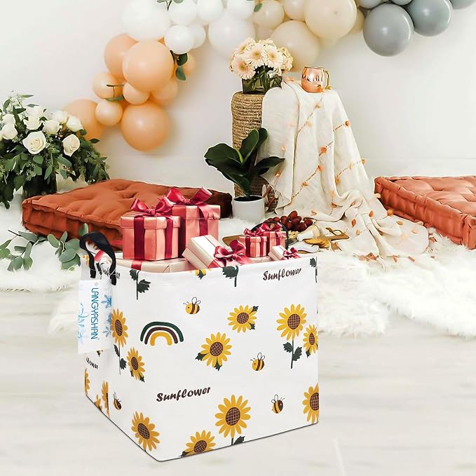 LANGYASHAN Square Storage Baskets Waterproof Canvas Children Laundry Nursery - Image 5