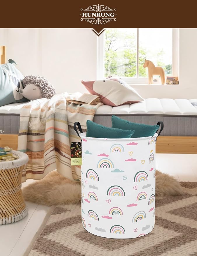 HUNRUNG Laundry Hamper, Large Canvas Fabric Lightweight Storage Basket Toy - Image 7