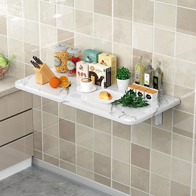 Laundry Folding Table Wall Mounted Marble Pattern Wall Table - Image 3
