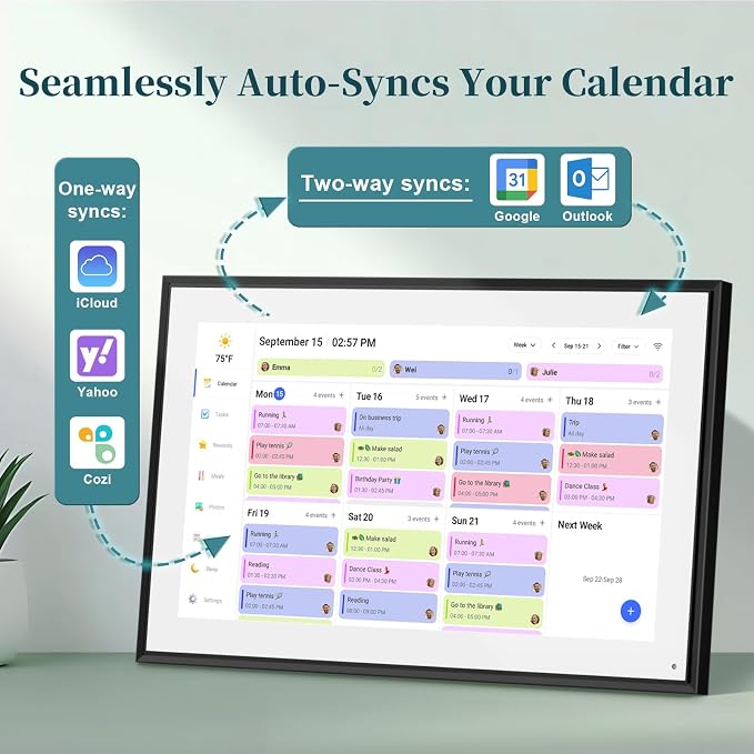 21.5 Inch Digital Calendar Wall Touchscreen, Smart Chore Chart+Monthly and - Image 3