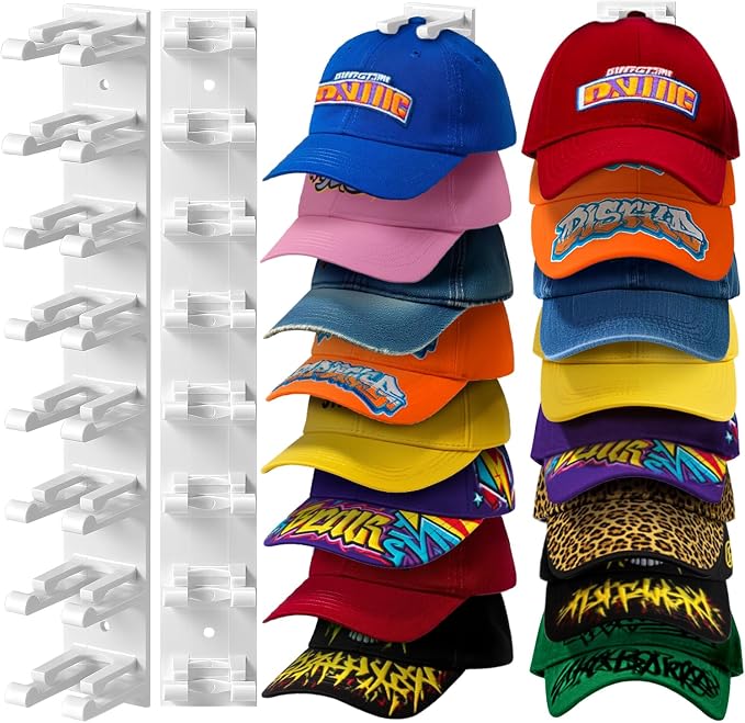 Hat Organizer for Baseball Caps Wall, 2 Pack Hat Holder for Closet Door Hold up - Image 9