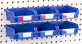 Pegboard Bins - 6 Pack Blue - Hooks to Any Peg Board - Organize Hardware by RightArrange