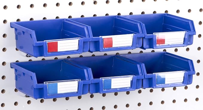 Pegboard Bins - 6 Pack Blue - Hooks to Any Peg Board - Organize Hardware by RightArrange