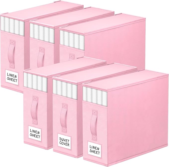 6 Pack Bed Sheet Closet Organizers and Storage, Sturdy Foldable Storage by StorageTastic