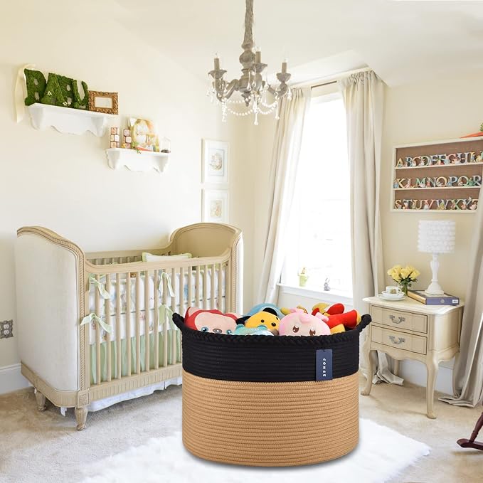 COMSE Extra Large Blanket Basket, Woven Laundry Basket, 21.7”x 13.8”, Nursery - Image 8