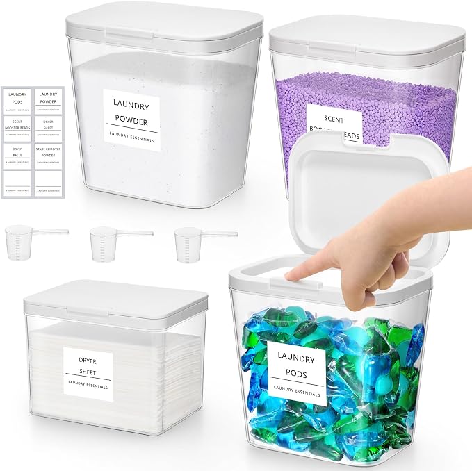 Lifewit 5 Pack 0.72 Gal Laundry Pods container & 0.5 Gal Dryer Sheets Holder by Lifewit