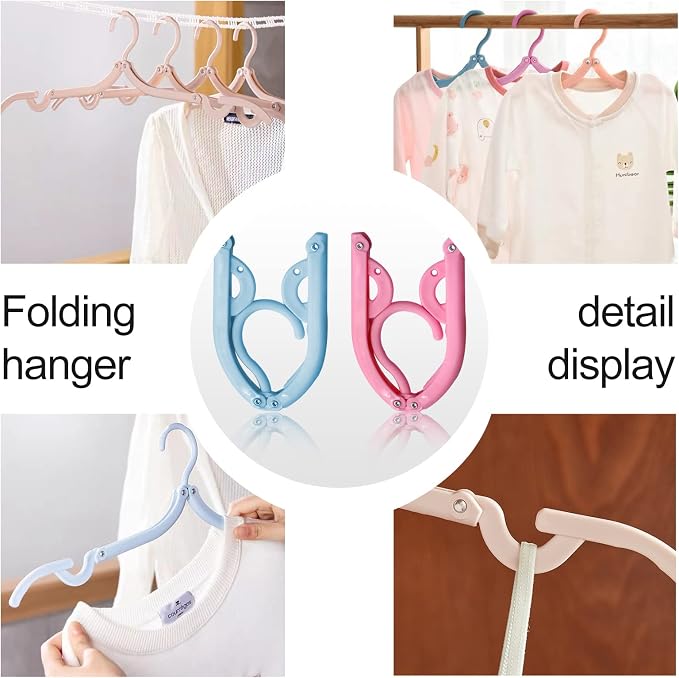 12 Pcs Travel Hangers, Portable Folding Clothes Hangers ，Clothes Drying Rack - Image 5
