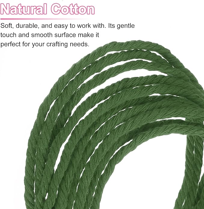 HARFINGTON Natural Macrame Cord 3mm x 328 Yards 4 Strand Twisted Cotton Macrame - Image 4