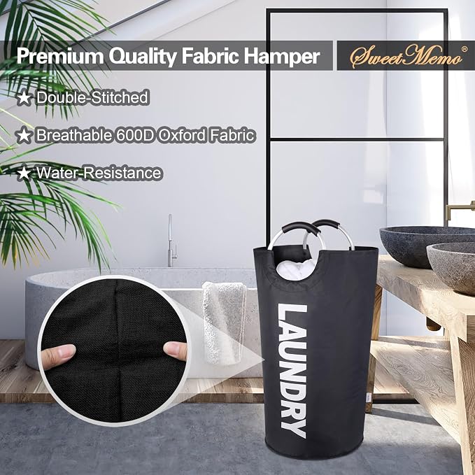 Laundry Basket 2 Pack Collapsible, Freestanding Clothes Hamper Bag - Image 6