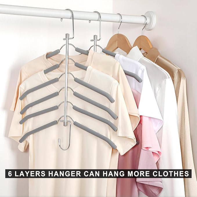 TOPIA HANGER Clothes Hanger Space Saving, 6 Tier Shirt Coat Hangers Space - Image 4