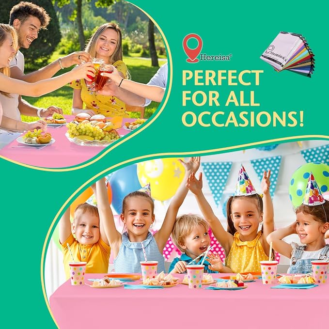 Disposable Pink Plastic Tablecloth 54x108 Inch, 10-Count Waterproof Rectangle - Image 7