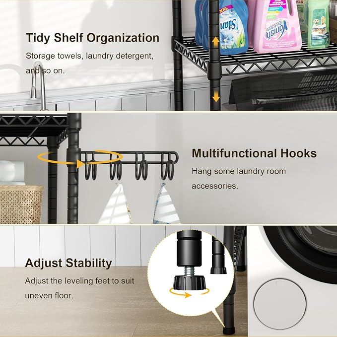 Ulif U8 Mini Laundry Room Storage Organizer, Over the Washer and Dryer Storage - Image 6