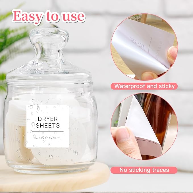 Laundry Labels for Jars, Removable Waterproof Cleaning Labels for Containers - Image 3