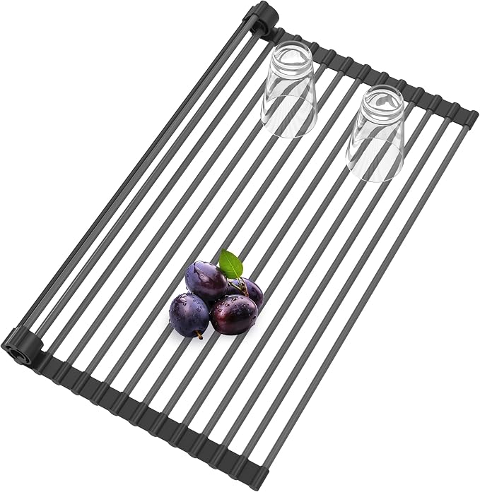Roll Up Dish Drying Rack, Silicone Wrapped Over The Sink Multipurpose Foldable by BBXTYLY