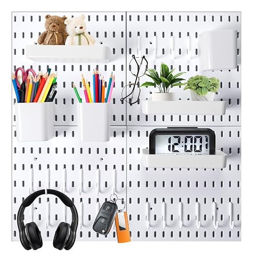 Wall Mount Peg Board Organizer 45pcs Kit, 4 Panels and 41 Accessories Pegboard by Unknown