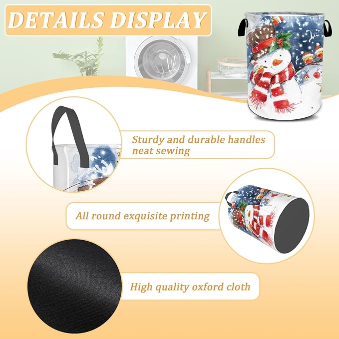 Christmas Laundry Basket, Winter Snowman Laundry Hamper Foldable Waterproof - Image 6