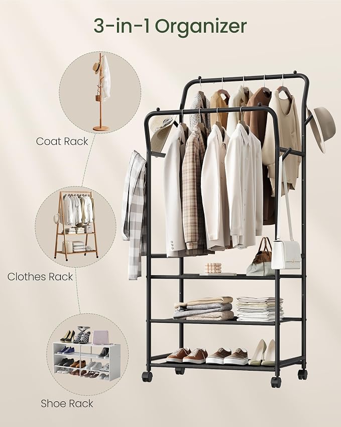 Clothes Racks for Hanging Clothes, Rolling Garment Rack, Clothing Rack - Image 6
