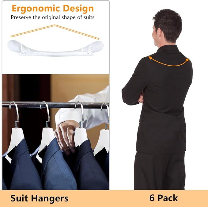 DEDU Suit Hangers for Men 6 Pack, Thick Plastic - Image 4