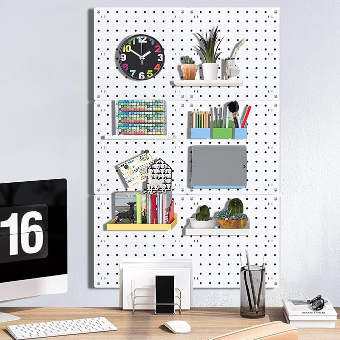 12Pcs Peg board, Pegboard Wall Organizer Panels, Wall Mount Display Small - Image 7