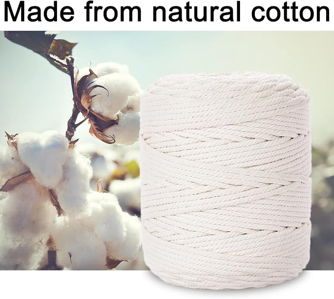 Macrame Cord 6mm x 218Yards, Natural Cotton Macrame Rope - Image 2