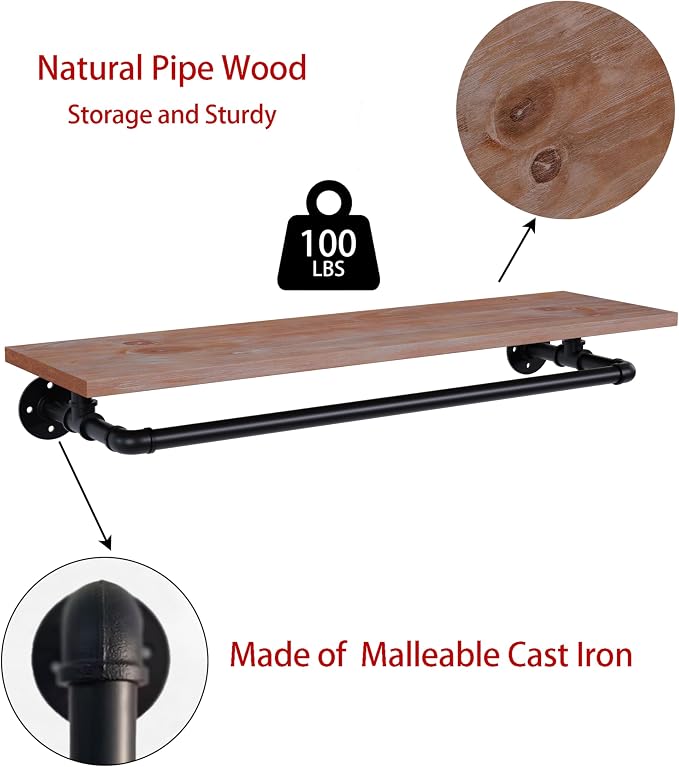 Clothes Rack 36in, Wall Mounted Garment Rack - Image 3