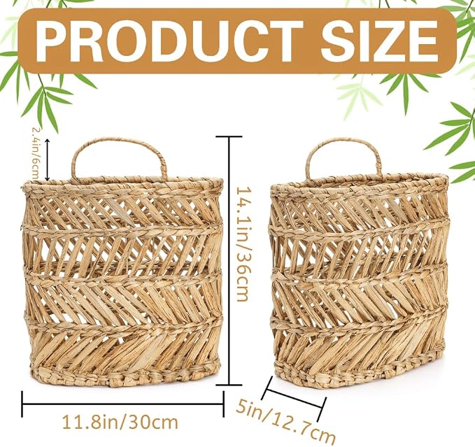 YOUEON Large Woven Hanging Storage Basket, Handwoven Front Door Flower Baskets - Image 2