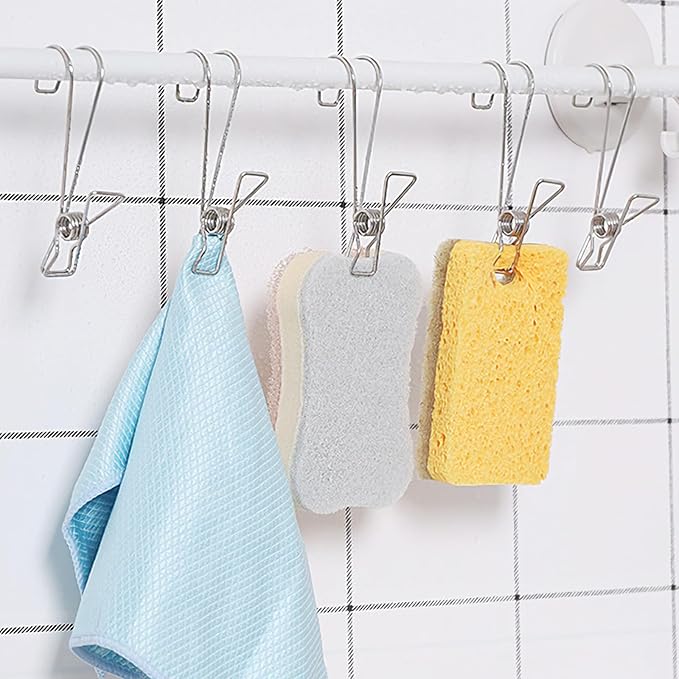10pcs Stainless Steel Spring Hook Clothes Clips Non-Slip Large Laundry Pins - Image 4