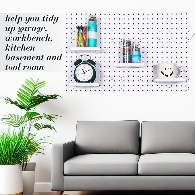 4 Pcs Pegboard Shelves Wall Organizer Brackets Pegboard Steel Tray Accessories - Image 6
