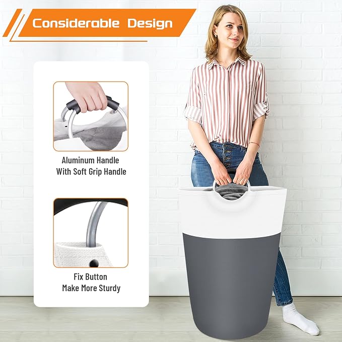 BlissTotes 75L Laundry Basket, Freestanding Laundry Hamper, Collapsible Dirty - Image 5