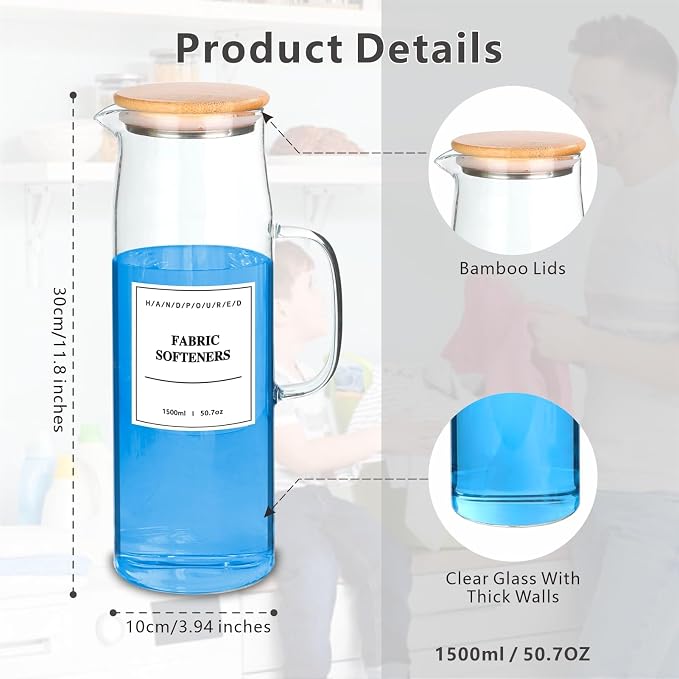Liquid Laundry Detergent Dispenser, Glass Jars - Image 2