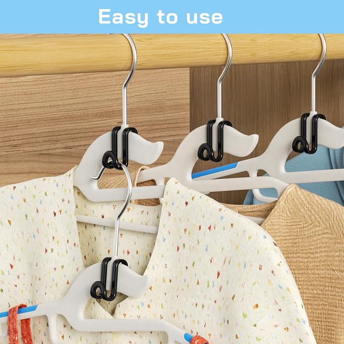 Tinfol Black Hanger Connector Hooks, Heavy Duty Clothes Hanger Extender Clips - Image 4
