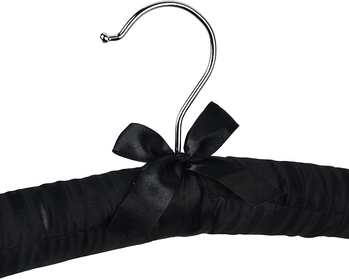 Black Satin Padded Sweater Hangers 10 Pack, Blouse Hanger - Image 3